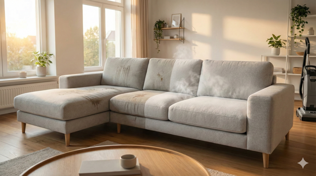 Professionelle Polsterreinigung - Vorher/Nachher