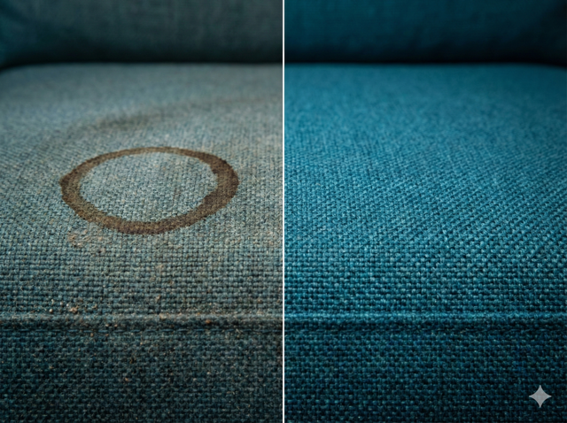 Vorher/Nachher Vergleich Polsterreinigung